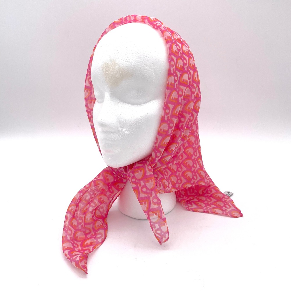 Christian Dior Scarf Silk Womens OS Pink Good Vintage Y2K Monogram Square Italy